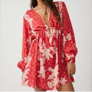 Floral Red Dress